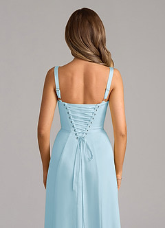 Azazie Amaris Bridesmaid Dresses Sky Blue A-Line Corset Stretch Satin Dress image6