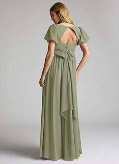 Azazie Madisynn Maternity Bridesmaid Dresses Bow Chiffon Floor-Length Dress image2