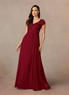 Azazie Macy vestidos de madre de la novia Vestido de Borgoña de Encaje de Corte En A con Encaje de lentejuelas image1