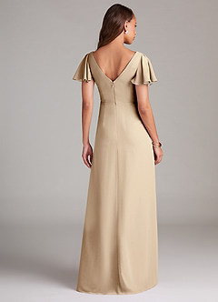 Azazie Soren Brautjungfernkleider A-Linie Gestreift Chiffon Kleid Champagner image2