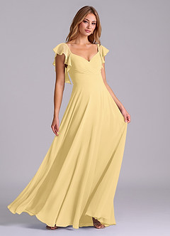 Azazie Leilani Bridesmaid Dresses Butter A-Line Pleated Chiffon Dress image3
