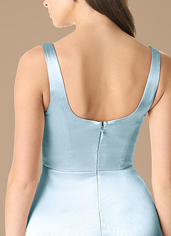 Azazie Joyce Brautjungfernkleider A-Linie Seitliche Cut-Outs Metallischer Satin Kleid Himmelblau image5
