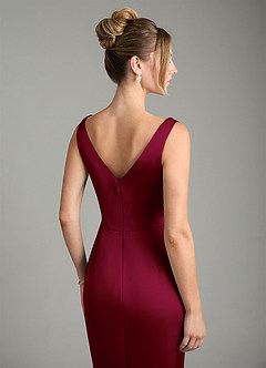 Azazie Alena Robes de demoiselle d'honneur Robe Sirène en Satin extensible Plissée Bourgogne image10