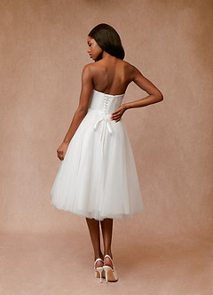 Azazie Gelsey Wedding Dresses A-Line Sweetheart Neckline Tulle Knee-Length Dress image2