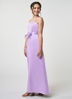 Azazie Anina Junior Lilac A-Line Bow Stretch Satin Dress image4