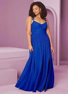 Barbie ♥ Azazie Bridesmaid Dresses Royal Blue A-Line Pleated Chiffon Dress image4