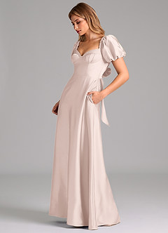 Azazie Fatima Brautjungfernkleider A-Linie Plissee Stretch-Satin Kleid Zartrosa image5