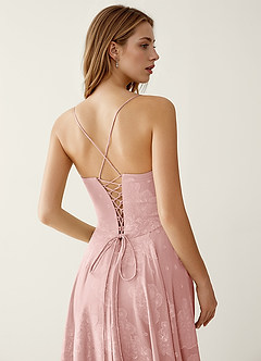 Clementigtle Powder Pink Embossed Clipped Jacquard Prom Dress image6