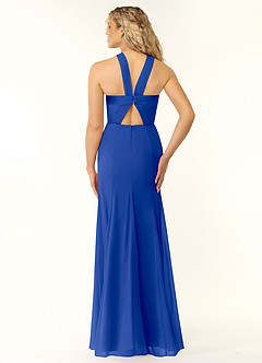 Azazie Rue Bridesmaid Dresses Royal Blue A-Line Halter Chiffon Dress image3