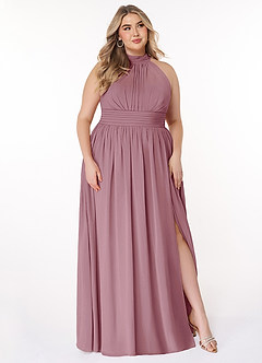 Azazie Iman Bridesmaid Dresses Vintage Mauve A-Line A-Line Ruched Chiffon Dress image21