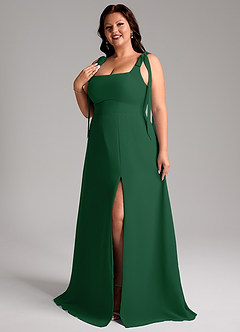 Azazie Debra Bridesmaid Dresses Dark Green A-Line with Pockets Chiffon Convertible Dress image4