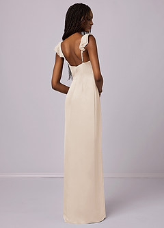 Barbie ♥ Azazie Bridesmaid Dresses White Alabaster Sheath Stretch Satin Dress image2