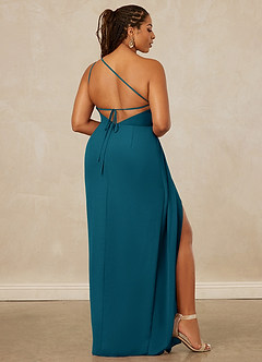 Christian Siriano Bridal for Azazie 1003 Bridesmaid Dresses Ink Blue Sheath One Shoulder Chiffon Dress image9
