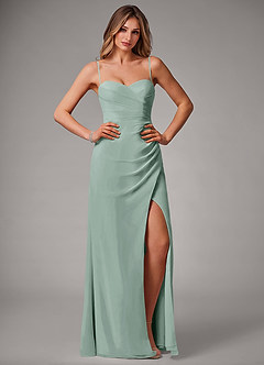 Azazie Haisley At-home Try On Dresses Agave Sheath Off the Shoulder Chiffon Convertible Dress image1