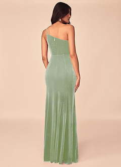 Azazie Kala Bridesmaid Dresses Dusty Sage A-Line One Shoulder Velvet Dress image2