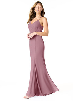 Azazie Carolina Final Sale Vintage Mauve Mermaid Ruched Chiffon Dress image3