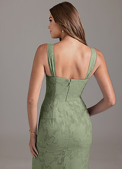 Azazie Denice Bridesmaid Dresses Pistachio Mermaid Pleated Floral Burnout Dress image2