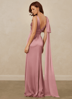 Christian Siriano Bridal for Azazie 1011 Bridesmaid Dresses Dusty Rose Mermaid Bow Stretch Satin Dress image9
