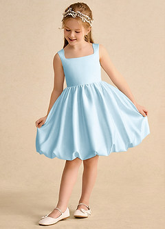 Azazie Nirvana Robe Demoiselle D'honneur Fillette Robe Princesse en Mat Satiné Rayé Bleu Ciel image3