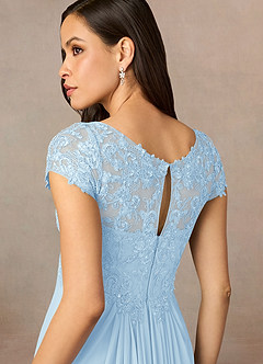 Azazie Macy vestidos de madre de la novia Vestido de Azul Cielo de Encaje de Corte En A con Encaje de lentejuelas image5