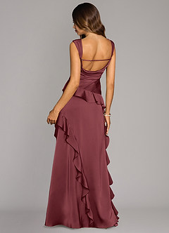 Azazie Sloane Bridesmaid Dresses Merlot A-Line Sweetheart Neckline Stretch Satin Dress image2