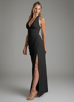 Azazie Tina Bridesmaid Dresses Black Mermaid Corset Chiffon Dress image5