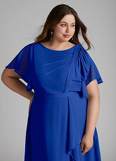 Azazie Aaliyah Modest Bridesmaid Dresses A-Line Scoop Pleated Chiffon Floor-Length Dress image11