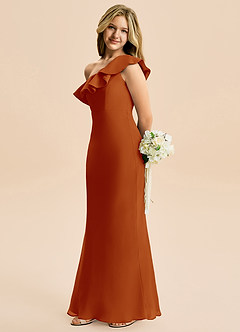 Azazie Alissa Junior Paprika Mermaid Ruched Chiffon Dress image3