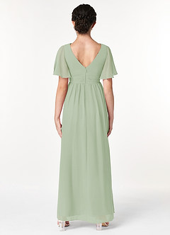 Azazie Temeka Junior Dusty Sage A-Line Pleated Chiffon Dress image2