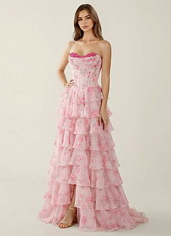 Samara Ljusrosa Volangklänning med A-linjeform image4