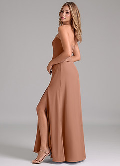 Azazie Jenilyn Abiti da Damigella Abito A-Line in Chiffon Senza Cinturino Bronzo image6