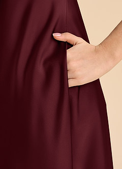 Azazie Sissy Junior A-Linie Schulterfrei Stretch-Satin Kleid Cabernetrot image7