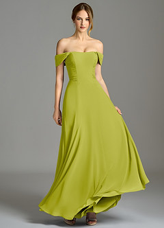 Azazie Oasis Bridesmaid Dresses Lemongrass A-Line with Pockets Chiffon Dress image4