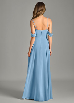 Azazie Chelsey Bridesmaid Dresses Steel Blue A-Line Off the Shoulder Chiffon Convertible Dress image7