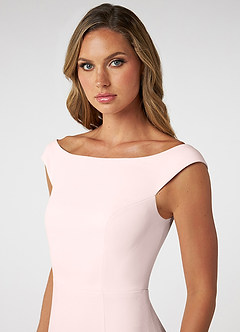 Azazie Nicolina Bridesmaid Dresses Blushing Pink Mermaid Square Neckline Stretch Crepe Dress image5