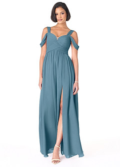 Azazie Lianne Bridesmaid Dresses Bermuda A-Line Off the Shoulder Chiffon Dress image2