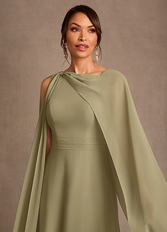 Azazie Liddie Mother of the Bride Dresses Moss Green A-Line Pleated Chiffon Dress image5