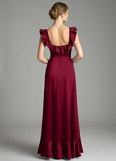 Azazie Lyra Bridesmaid Dresses Burgundy A-Line Off the Shoulder Stretch Satin Convertible Dress image8
