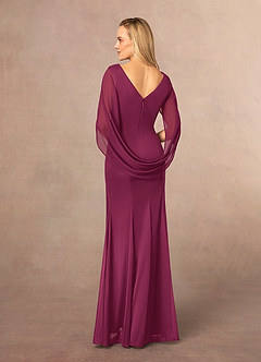 Azazie Belladonna Mother of the Bride Dresses Mulberry Mermaid Scoop Pleated Mesh Dress image4