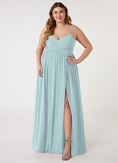 Azazie Alia Bridesmaid Dresses Mist A-Line Pleated Chiffon Dress image6