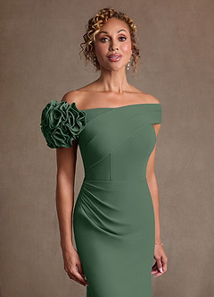 Azazie Gwynne vestidos de madre de la novia Vestido de Eucalipto de Crepé elástico de Corte Sirena con Vestidos sin tirantes image6