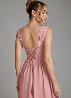 Azazie Caterina Abiti da Damigella Abito A-Line in Chiffon Corsetto Rosa Polverosa image2