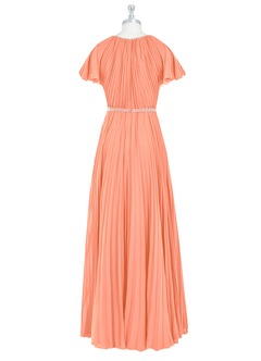 Azazie Kara Bescheidene Brautjungfernkleider A-Linie Plissee Chiffon Bodenlänge Kleid image8