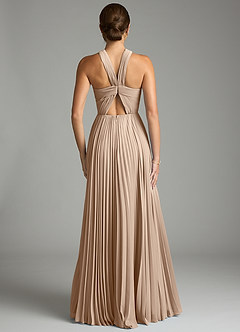 Azazie Afra Abiti da Damigella Abito A-Line in Chiffon Plissettato Taupe image2