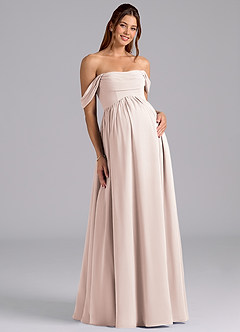 Azazie Saige Maternity Bridesmaid Dresses A-Line Pleated Chiffon Floor-Length Dress image3