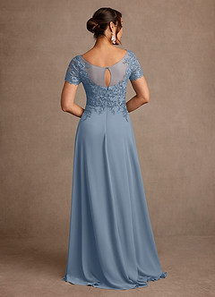 Azazie Alva Mère de la mariée Robes Robe Trapèze en Dentelle Bleu Poussiéreux image3