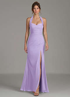 Azazie Destiny Robes de demoiselle d'honneur Robe Sirène en Mousseline de soie Encolure en Forme de Cœur Lilas image3