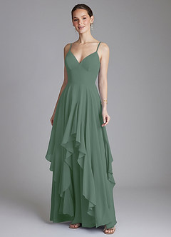 Azazie Zaina 신부 들러리 드레스 A라인 쉬폰 바닥 길이 드레스 image4