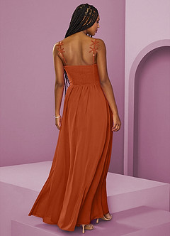 Barbie ♥ Azazie Bridesmaid Dresses Burnt Orange A-Line Pleated Chiffon Dress image14