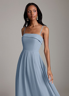 Azazie Lucienne Bridesmaid Dresses Dusty Blue A-Line Strapless Chiffon Convertible Dress image3